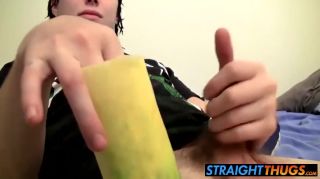 Famosa Straight Tattooed Thug Playing With His Large Pecker And A Fruit Scene 2 iXXX