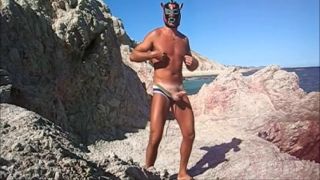 Wrestling Beach Jerk - Wrestler Mask Cabo Off Interracial