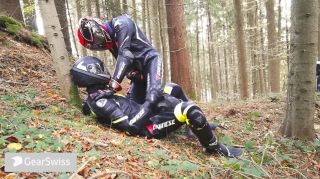 Amateur Teen Two Dainese Leather Bikers Take A Cum Break European