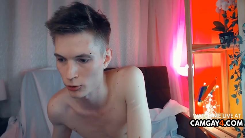 Spread Blond Teenage Lad With His Pale Skin Jerking Off Foda