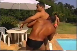 iWank Gay Brazilian Threesome Has Sex Poolside Stripping