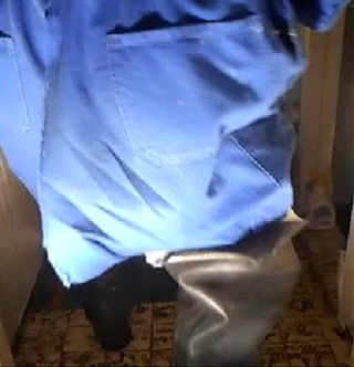 TubeAss nlboots - blue coveralls waders toilet Gay Pawn