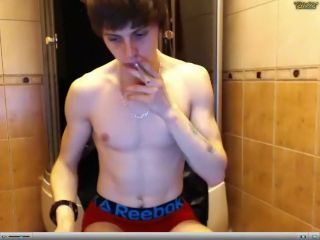 Jerkoff Cute Fit Teenboy Showing His Muscles Riding Cock