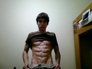 Girl Teen With Super Abs Flexes His Muscles Fingers