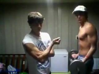 Neighbor Young Guys Flexing Muscles POVD
