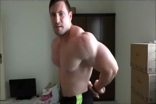 Inked bodybuilder posing Best blowjob