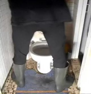 Clitoris nlboots - black long johns green boots toilet Gay Theresome