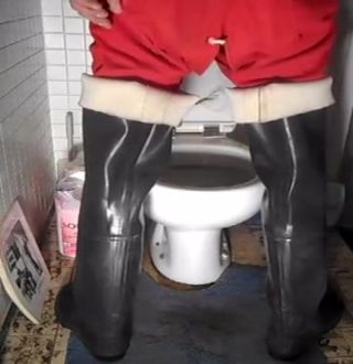 Big Booty nlboots - red unionsuit waders toilet Cheerleader