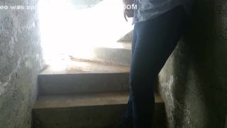 Gayemo Took a Smoke Break and Jerked Off in a Filthy Stairway: ALMOST CAUGHT Hot Chicks Fucking