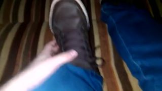 Tamil Hairy emo twink plays with sneakers. Chichona