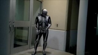 Old Vs Young nighttime skeleton jerking off in front of outside doors Mulata