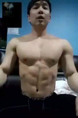 Boobies Korean bodybuilder jerking off 2 GayLoads