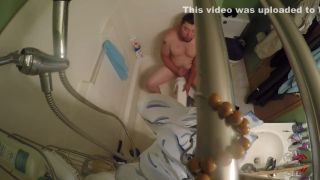Tiny Tits Porn guy finds shower spy cam and masterbate teases Jerking Off