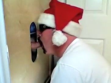 Humiliation Gloryhole Buddy Cums to Feed Santa Fuck - 2