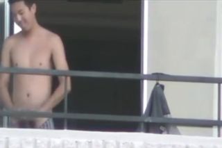 Czech caught a guy jerking off on his room's balcony Black...