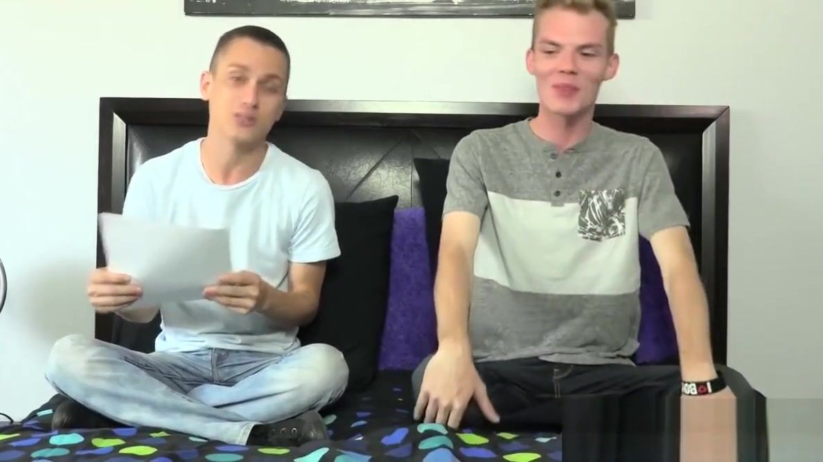 Gay College Skinny blond twink interviewed before tugging his fat cock Amateur