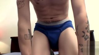 Pjorn Tattooed homosexual thug plays with his big dick solo...