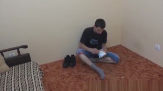 Hardcore Porn Skinny young man cleans shoes before jacking...