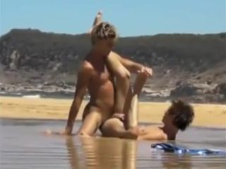 Naked Boyfriends enjoy sex on the beach Big breasts