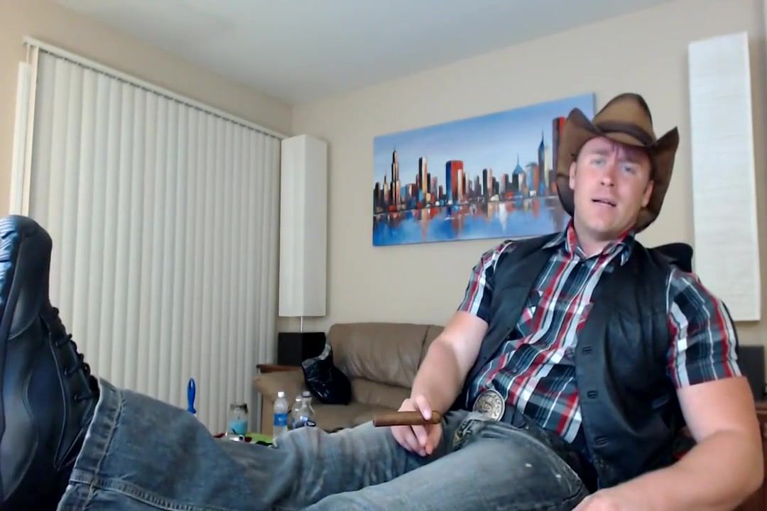 Footjob Travis as a verbal dom cowboy Spanking