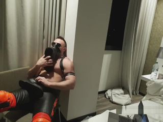 Gay Trimmed Dainese Bike pants muscle show off Masturbating, sniffing my boots, wanking Urine
