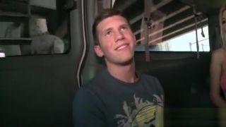Pickup Cute guy tricked into gay sex in the boys bus Ball Busting