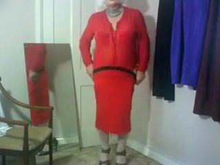 Aunt Dee wearing red skirt and blouse Retro