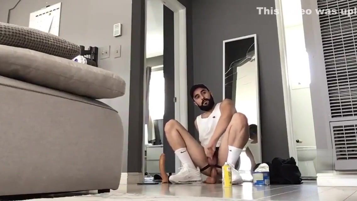 Ducha Fucking my arab otter hole with two monster dildos wearing white gym crew socks Gang - 1