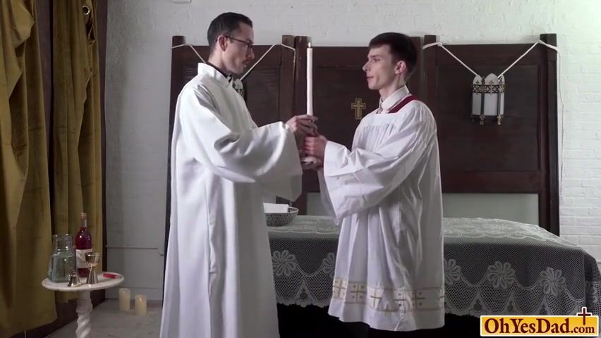 Gay Youngmen Young altar boy obeys Father and gets ass banged hard Tan - 1