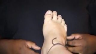 Chudai Chubby black guy sucks white toes and gets a footjob Bangla